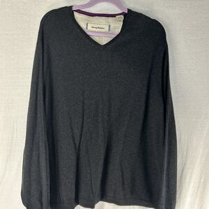 Tommy Bahama Men’s Size XL Charcoal Gray Cotton Cashmere V-Neck Pullover Sweater